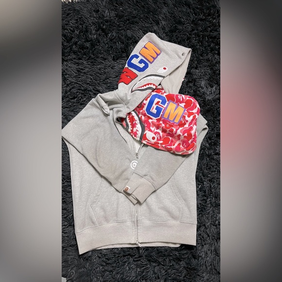 Bape double zip up hoodie Grey
